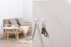 三美优家1215塑料带铁粘钩2只装