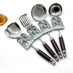 富涵8厘精抛银头木纹柄铲6545