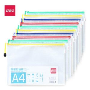 得力A4网格拉链袋